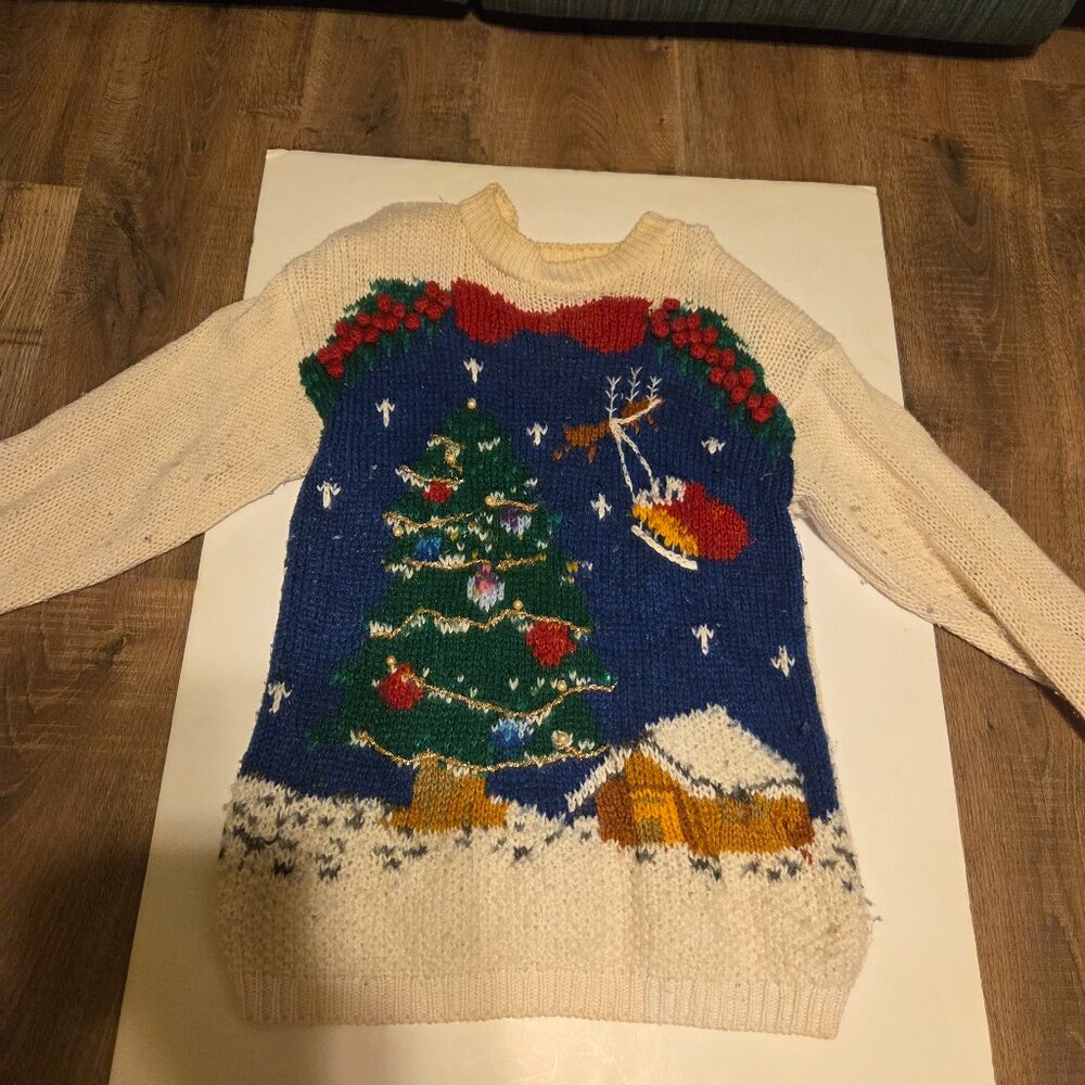 Nutcracker Christmas Sweater with Various Christmas Scenes - Size Small